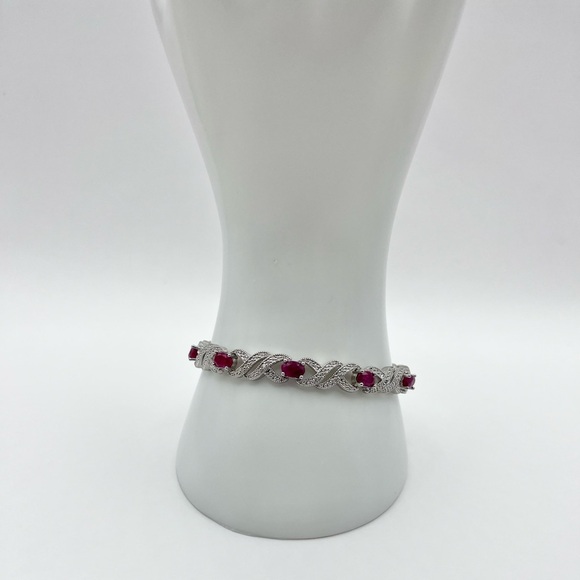 5.00 CT Genuine Ruby Rhodium Bracelet - Picture 3 of 6
